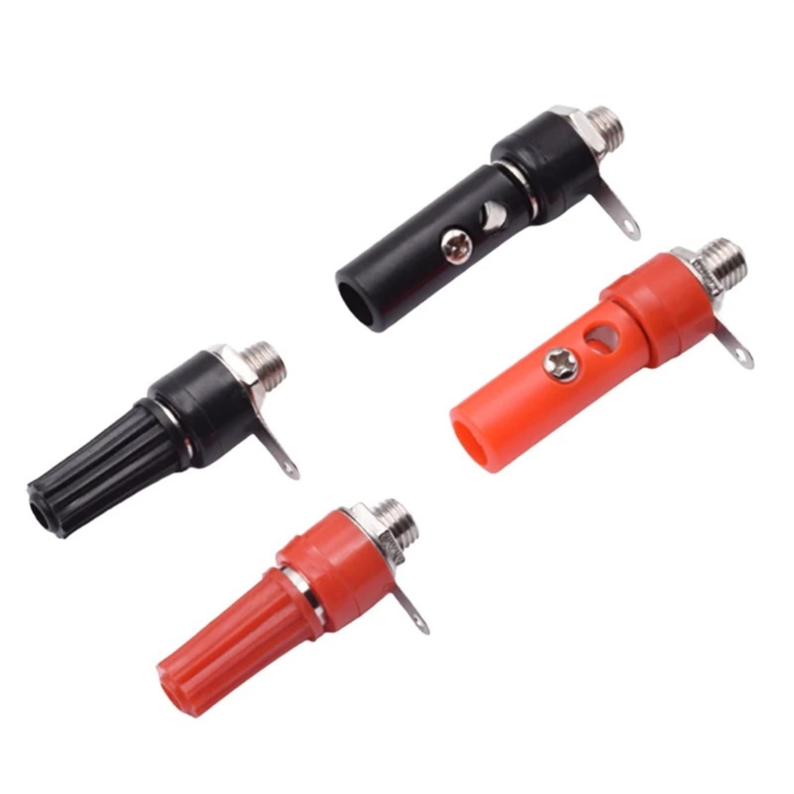 10 szt. 4 mm czerwony czarny męski żeński wtyk bananowy głośnik jack wzmacniacz adapter śruba zacisk łączniki pocztowe złącza wtykowe (kolor: 5 czerwony 5 czarny-01)