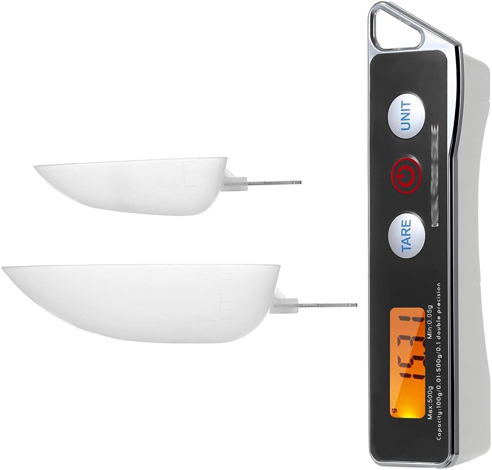 Digital Spoon Scale Electronic Measuring Kitchen Food Tare Function Capacity 0.05g-500g(Blue)