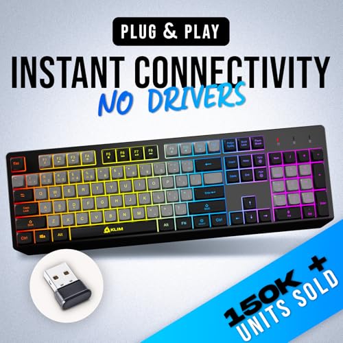 Image of KLIM Chroma Wireless Keyboard - RGB Backlit Gaming, Rechargeable Battery, PC Keyboard, Durable & Water-Resistant, Compatible with PS4, PS5 & Mac - Black