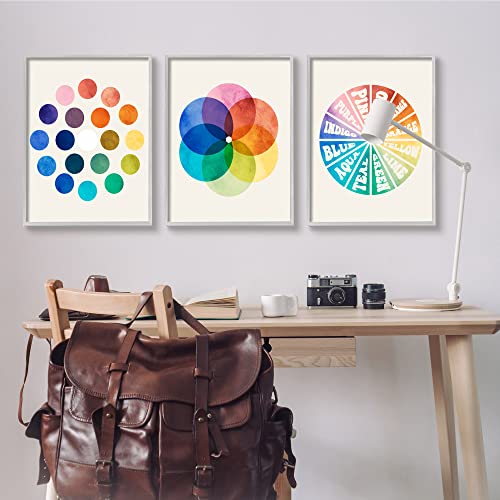 Image of 'Primary Tones Blended Hue Chart'| 3pc Framed Giclee Art Set 3 | Stupell Industries | Gray, 24 x 30 Inches, Easy to Hang and Sturdy, Made in USA, by Lil' Rue
