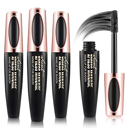 3 PACKS Natural 4D Fiber Lash Mascara Extension Makeup Voluminous Eyelashes Mascara,Smudge-proof,Hypoallergenic Formula,Long-Lasting,No Flaking,No Smudging,No Clumping