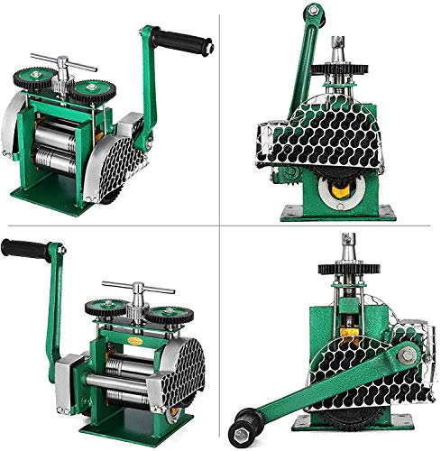 Manual Rolling Mill Machine - 3" Roller Manual Combination Rolling Mill Flatten Machine - Jewelry DIY Tool & Equipments Gear Ratio 1:6 for DIY Jewelers Craft professional (Roll presser: 85mm) - Thumbnail 5