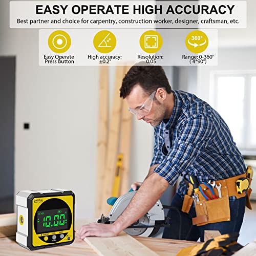 Digital Angle Finder Angle Gauge 4 Side Magnets Magnetic Level Protractor Inclinometer 400Mah Built-In Usb Rechargeable Battery For Sawing Woodworking Carpentry Craftsman Ip54 #TOP1