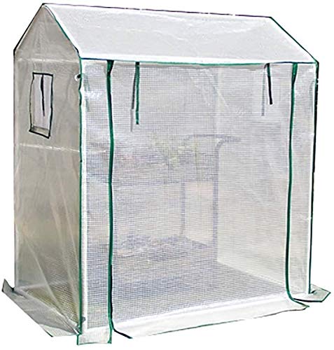 Invernaderos Terraza Plastico Invernadero Gran jardín de invernadero con 2 ventanas, Walk-in Forkhouse, blanco EDUCACIÓN FÍSICA Cubierta, anticongelante plantas impermeables de plantas Invernadero