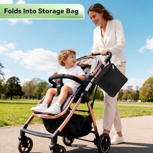 Image of Large Stroller Bag for Airplane: 47 inchH x 24 inchW x 15 inchD Travel Stroller Cover | Stroller Travel Bag with Shoulder Handle, Baby Air Travel Essentials Fit Most Large Double Jogging Stroller Chicco Graco