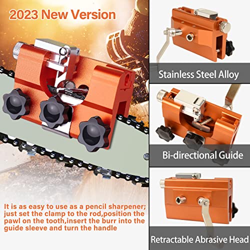 Chainsaw Sharpener, Hand-Cranked Chainsaw Sharpening Jig Kit With 4 Burrs, Portable Chainsaw Sharpening Tool With Storage Bag, Cleaning Brush And Gloves, For All Kinds Of Chain Saws And Electric Saws #TOP1