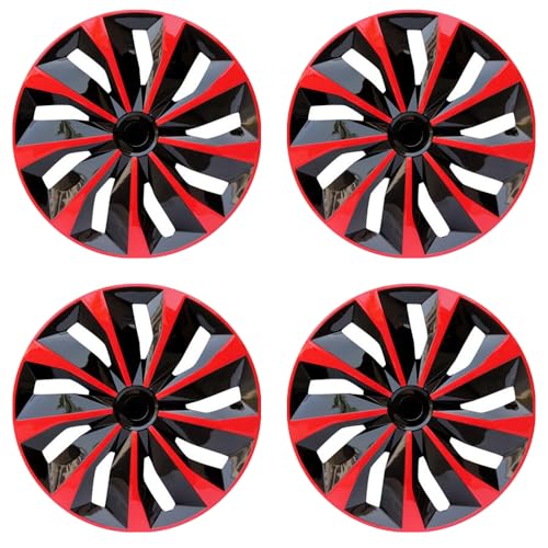 Image of Hubcap Wheel Cover Replacement R15 Hub Caps Universal-Fit Steel Wheel Rim Cover ABS Material Exterior Accessories for Car Truck SUV -Set of 4(15-inch,Red-Black)