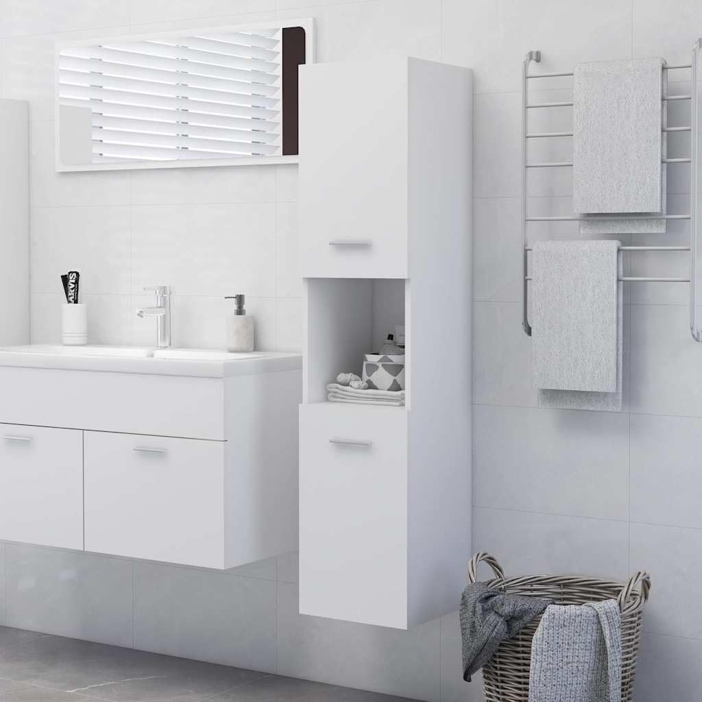 vidaXL Mobile da Bagno Bianco 30x30x130 cm in Legno Multistrato