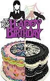 Confetti 1PCS Wednesday Happy Birthday Cake Toppers - Glitter Spider Web Thing Hand Wednesday Cake Pick Cake Decoration for Fantasy Horror Wednesday Birthday Party Supplies
