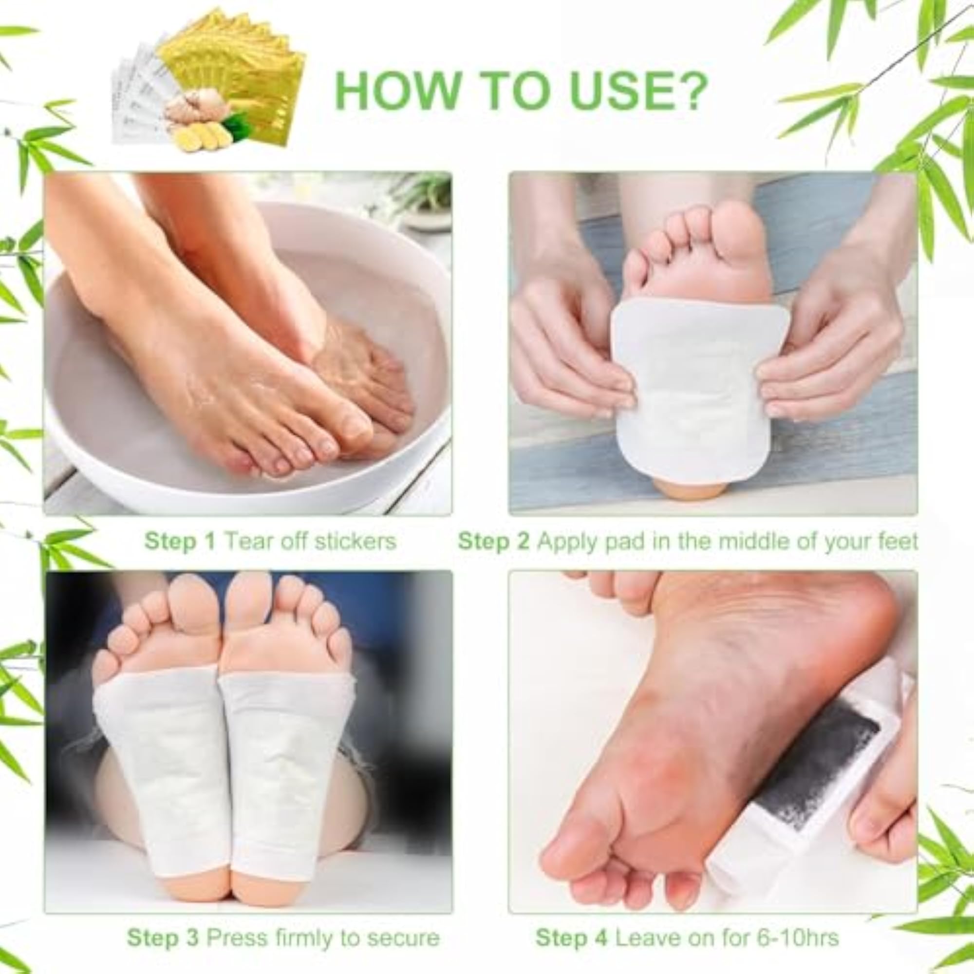 Detox Foot Patches, Organic Ginger Adhesive (10 Pack)