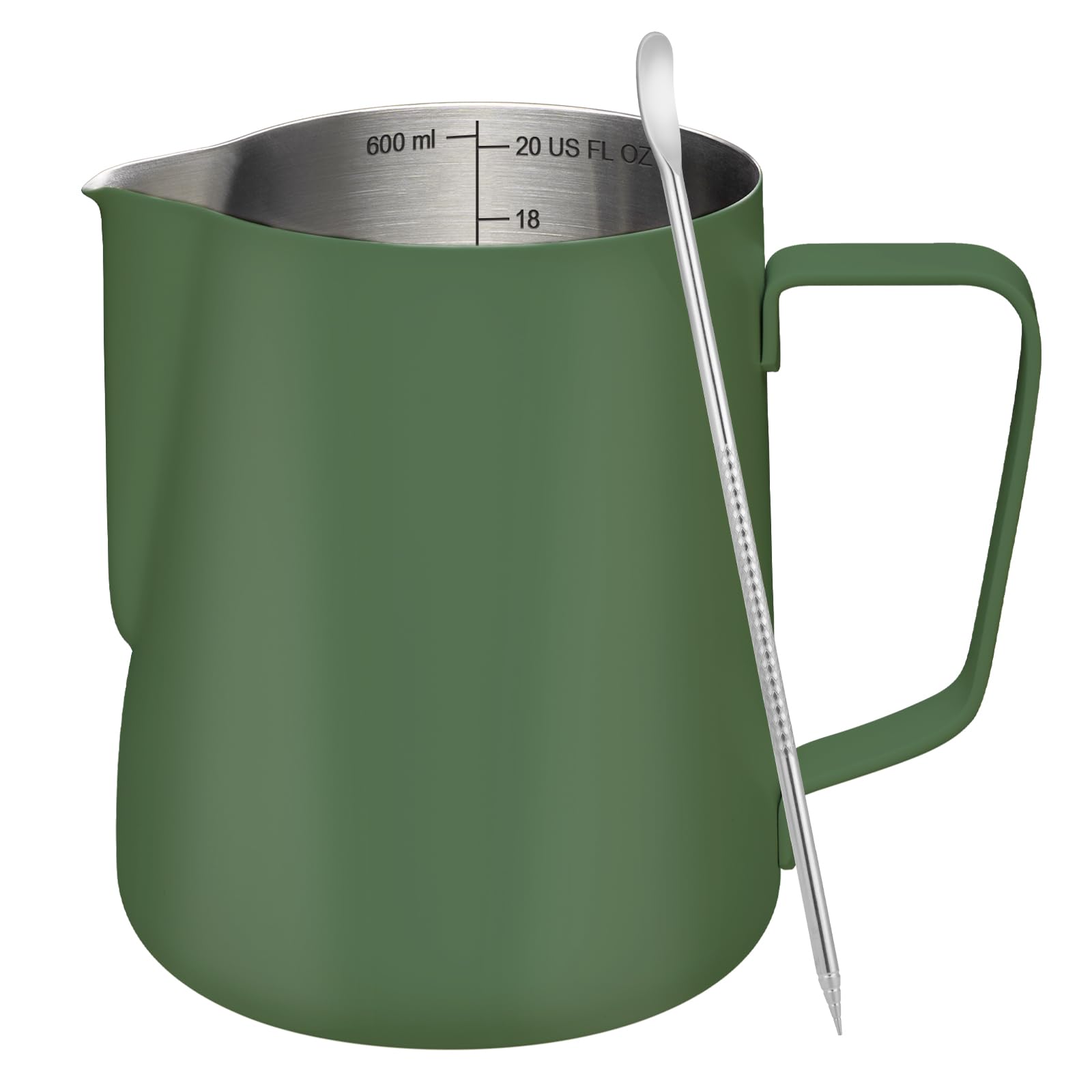 Amrules Milk Frothing Pitcher 20oz Frother Cup Barista Tools, Green
