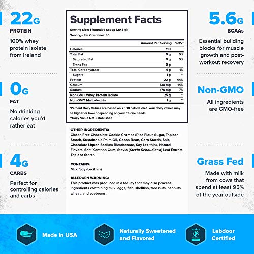 Legion Whey+ Cookies & Cream Whey Isolate Protein Powder From Grass Fed Cows - Low Carb, Low Calorie, Non-Gmo, Lactose Free, Gluten Free, Sugar Free. All Natural Whey Protein Isolate, 30 Servings… #TOP2