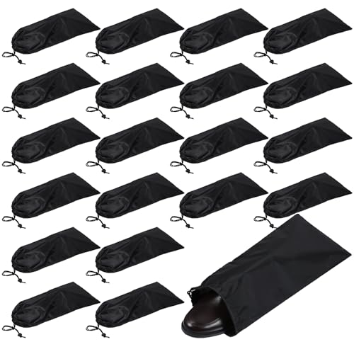 20 Pack Dust Bags For Shoes, Fabric Shoes Bags For Travel, Shoe Bag With Drawstring, Reusable Single Shoe Pouch For Protecting And Storing Shoes, Shoe Dust Bags For Men Women, Black