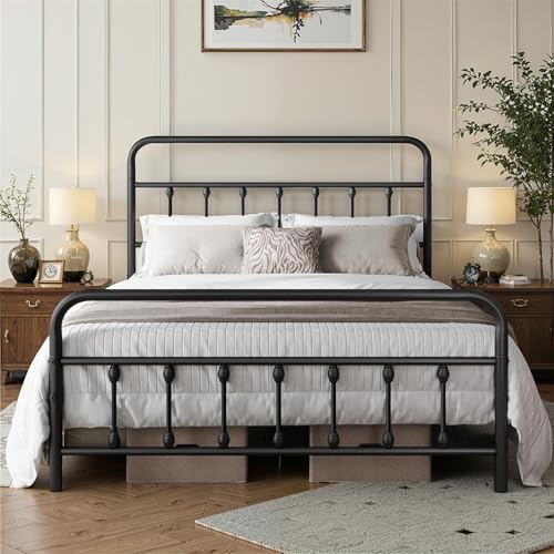 Chuangshuo Guard Queen Bed Frame-Classic Metal Platform Bed Frame Mattress Foundation with Victorian...