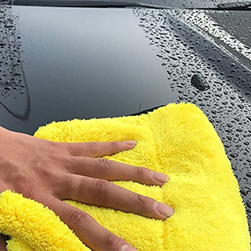 Image of Auto Hub Heavy Microfiber Cloth 500 GSM (Size 60cm x 40cm) /Pack of 3,for Car Cleaning and Detailing, Double Sided, Extra Thick Plush Microfiber Cloth Lint-Free, Color:- Yellow
