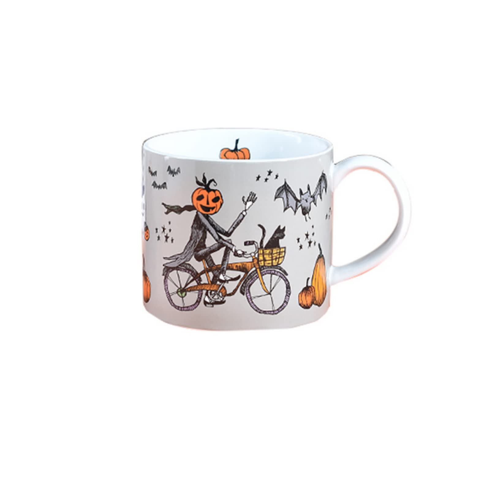 Taza de café de cerámica hecha a mano taza de té de gato y murciélago de calabaza taza de café de cerámica taza de leche de avena regalo de boda para la oficina y el hogar