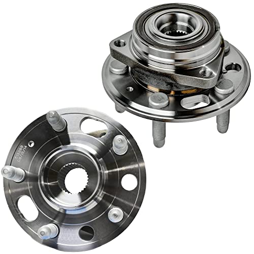Image of Detroit Axle - Front Brake Kit for Buick Regal LaCrosse Chevy Impala Malibu | Equinox GMC Terrain Saab 9-5, Drilled & Slotted Disc Brake Rotors Wheel Bearing & Hubs Wheel Lug Nuts Socket Key Replacement