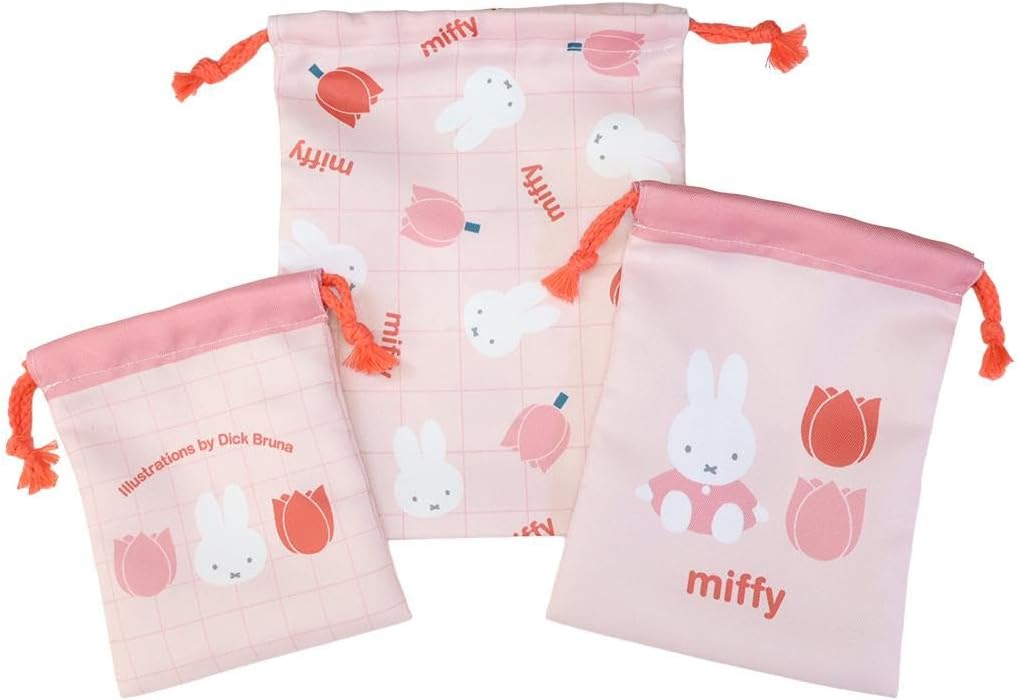 Miffy Strawberry & Tulip Drawstring Bag, Pink