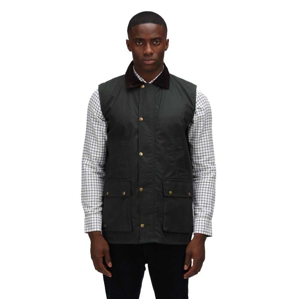 Regatta Professional Dark Khaki Mens Banbury Wax Bodywarmer - Perfect For Outdoors, Walking, Hiking & Camping Medium