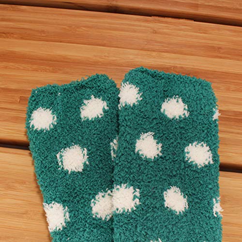 Image of BambooMN Women's Fuzzy Knee High Socks - Polka Dots and Solid Colors - 2 Sizes - 1 Pair Pack