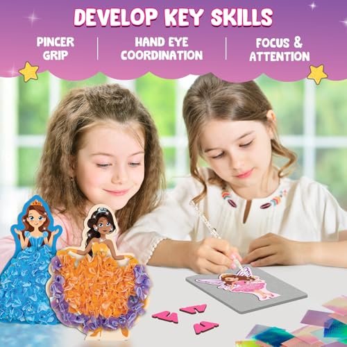 SmartCraft Art & Craft Kit - Poke Art Princess Wonderland for Kids Ages 4, 5, 6, 7, 8, 9, 10 Years Old, Create 5 Princesses, 2 Castles & Unicorn, Smart Birthday Gift for Girls & Boys, Fun Activity Kit - Image 8