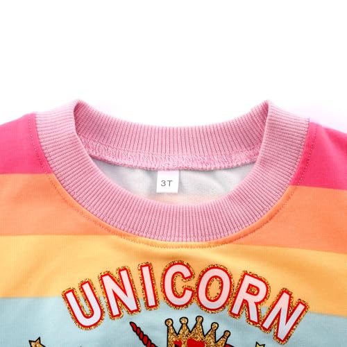 Image of RETSUGO Little Girls 2 Piece Clothing Sets Toddler Unicorn Sweatshirts and Leggings Cotton Fall Winter Casual Outfits 3-8T