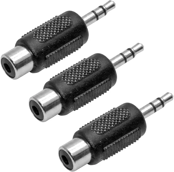 ZJKJHJY 3.5mm Male to RCA Female Adapter, 3-Pack, Black Audio Connector, 21mm Length