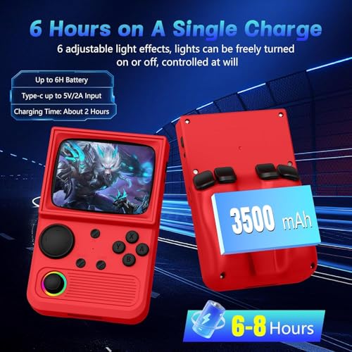 Image of R36T Retro Handheld Game Console, Portable Retro Gaming Console with 3.5 inch CRT-Inspired Screen, 3500mAh Arcade Classics, Supports Multiple Mainstream Emulators, WiFi Network Battling, 64GB (Red)
