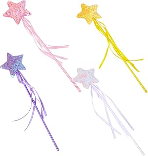 Totority 4 Pçs Varinha De Fada Varinha De Glitter Estrela Cosplay Varinha De Fada Varinha De Festa Infantil Roupas Para Meninas Traje De Estrela Brilho E Brilho Brinquedos Para Meninas