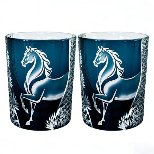 Crystal Whiskey Glasses Handmade Crystal Cut Translucent With Horse Pattern Japanese Old Fashioned Glass Cocktail Tumbler Gift For Collectors Cocktail Vodka Lovers High-End Drinkware Aficionados(2PC)
