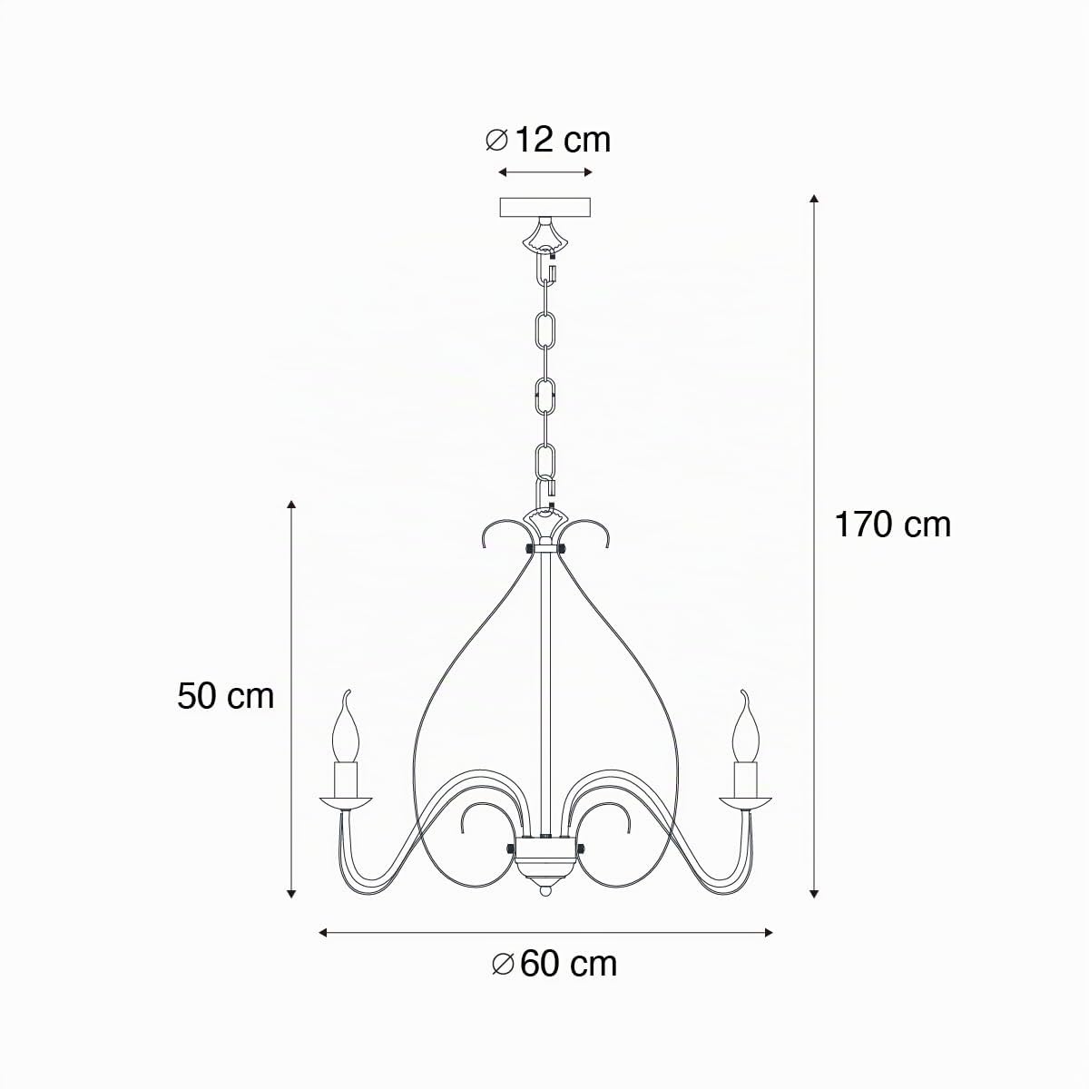 Qazqa giuseppe - Lustre italien - 5 lumière - Ø 600 mm - Crème - Classique/Antique, Rustique - éclairage intérieur - Salon