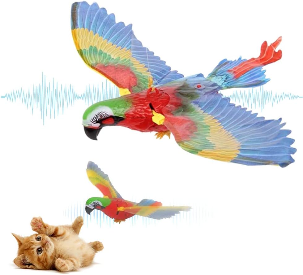 Flying Bird Cat Toy with Lights and Sound, 2023 New Simulation Bird Interactive Cat