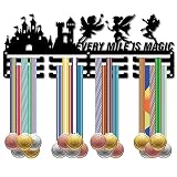 CREATCABIN Medal Hanger Display Medal Holder Rack Angel Fairy Castle Sports Metal Hanging Athlete Awards Wall Mount Decor Over 60+ Medals for Competition Ribbon Medal 15.7x5.9Inch-Every Mile is Magic