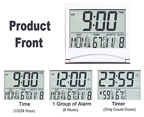 image for BESTWYA Travel Clock, Slim Compact Size Multifunction Digital Alarm Cl