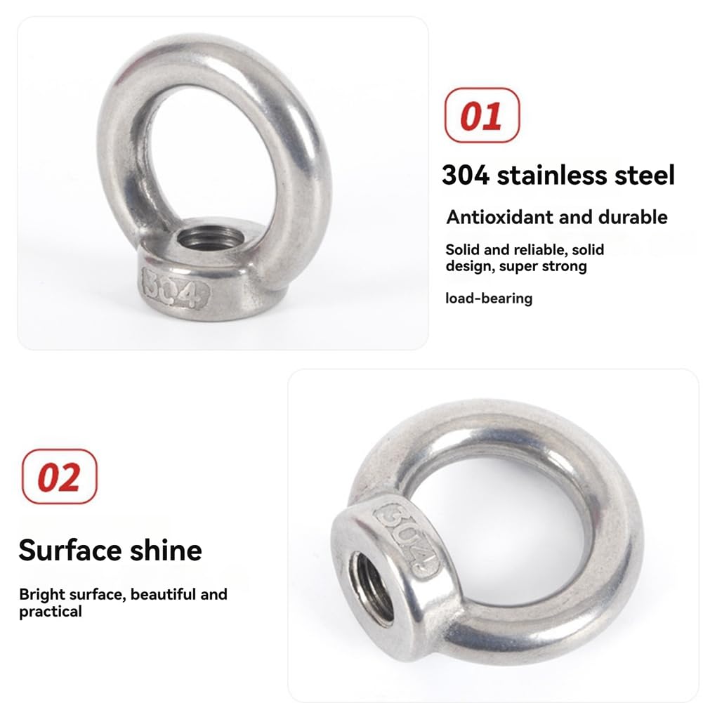 Écrou de Levage en Acier Inoxydable 304 - Écrou de Levage en Acier Inoxydable M10 - Écrous de Levage Circulaires pour Gréement