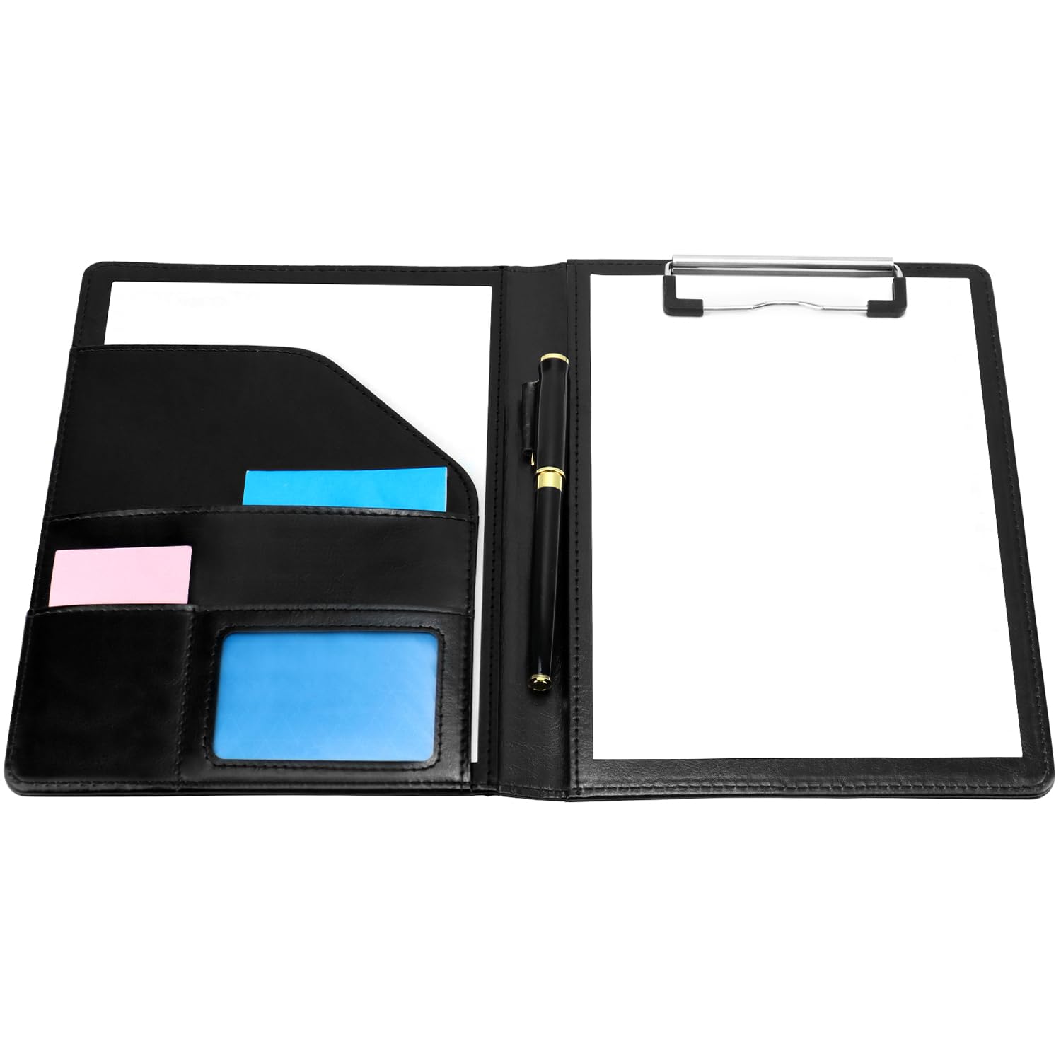 QWORK Portablocco A5 con Copertina, Cartella Porta Documenti Nero