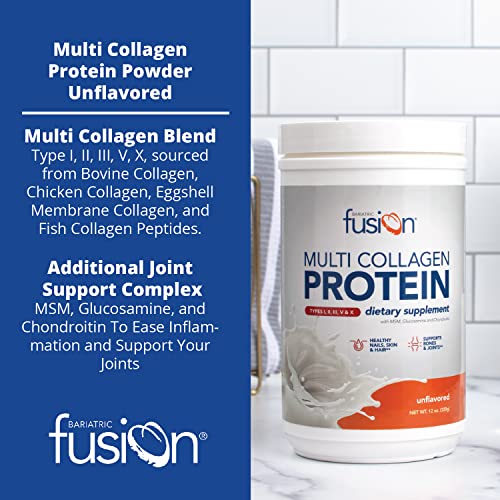 Bariatric Fusion Unflavored Multi Collagen Protein Powder | Plus Joint Support Complex Of Msm And Glucosamine | Dairy, Gluten & Soy Free | Non-Gmo | 30 Servings #TOP4