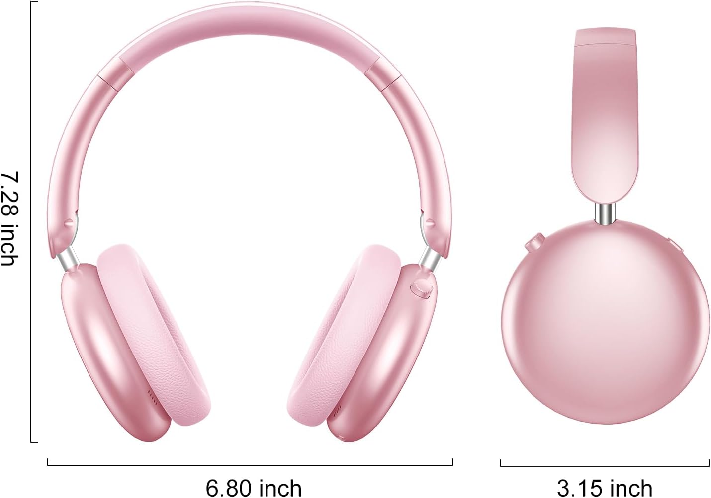 Wentronic Y06 Noise Cancelling Headphones,58H Playtime and 5 EQ Music Modes Wireless Over Ear Bluetooth Headphones with Microphone,Lossless Audio,Multipoint Connection,Foldable,Lightweight,Pink - Image 8