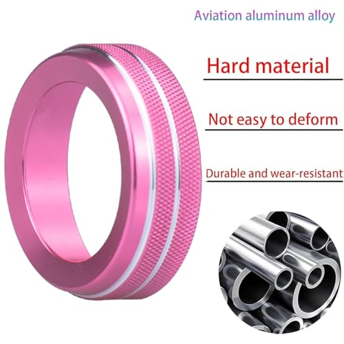 Image of for Honda 2026 Passport /2026 Pilot Interior Accessories, Aluminum Alloy one-Button Start Cover /Ring, air Conditioning knob, 5-piece Set (Pink)