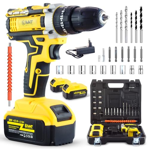 MAKTUL Taladro Percutor a Batería Potente 2x4000mAh 20V Destornillador Atornillador Eléctrico...