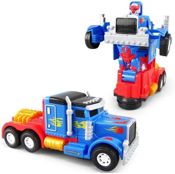 PEBBLE HUG Electric Deformation Robot, Music And Lighting Truck, Automatic Robot Tractor Toy, LED Light Effect, Two Forms Of Truck Transformation, Safe And Durable Robot Toy