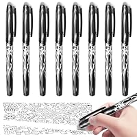 Obidodi 8 Erasable Gel Pens with Rubbers, Black, 0.5mm, Friction Pens for Kids and Adults