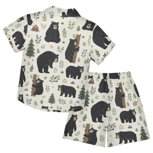 Image of 3T Toddler Boy Shorts Set Teal Hawaiian Button Down Shirts Summer Outfits for Little Boy