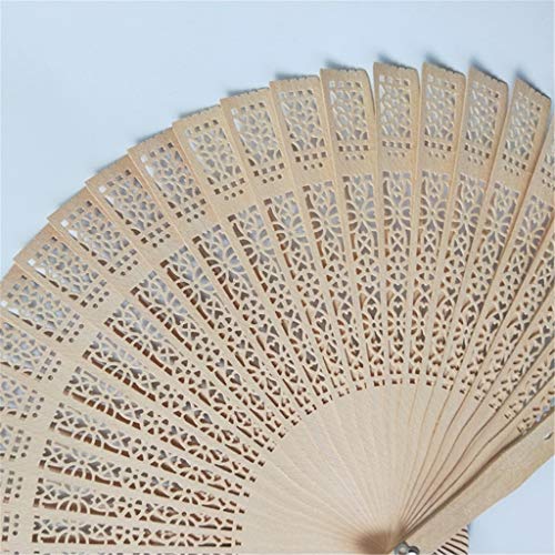 Handheld Folding Fan, 5 PCS Sandalwood Material Integrated Hollow Carving Lightweight Retro Hand Fans For Home Decoration - image 4