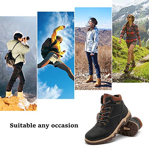 hash bubbie Women Mid Hiking Boots Outdoor Waterproof Non Slip Backpacking Trekking Walking Trails(Black.6)