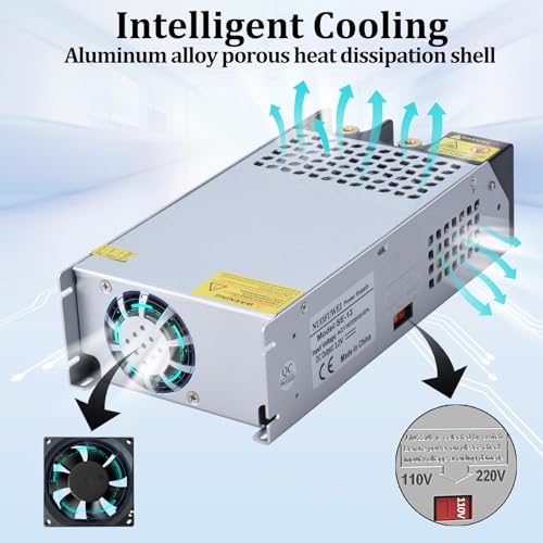 Image of DC 12V 100A 1200W Power Supply 110V AC to 12v DC Converter Power Supply Adapter 100A 1200W Switch Transformer for Motor Pump CCTV Security Camera Car Stereo 3D Printer