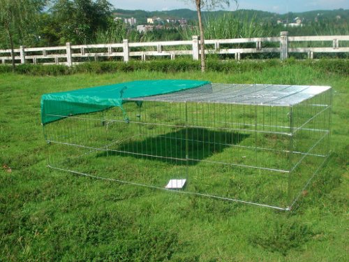 VivaPet 72inch XXL Rabbit Chicken Dog Run Playpen Net Playpen Play Pen Enclosure, with 4 Doors, Metal Roof, Net Cover, Silver Galvanized Anti-Rust