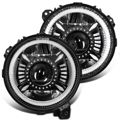 UNI-SHINE 2 Pack 9 Inch LED Headlights Compatible with Jeep Wrangler JL/JLU 2018-2026 Gladiator JT 2019-2026 DRL and Turn Signal High/Low Beam Halo Lights DOT Approved