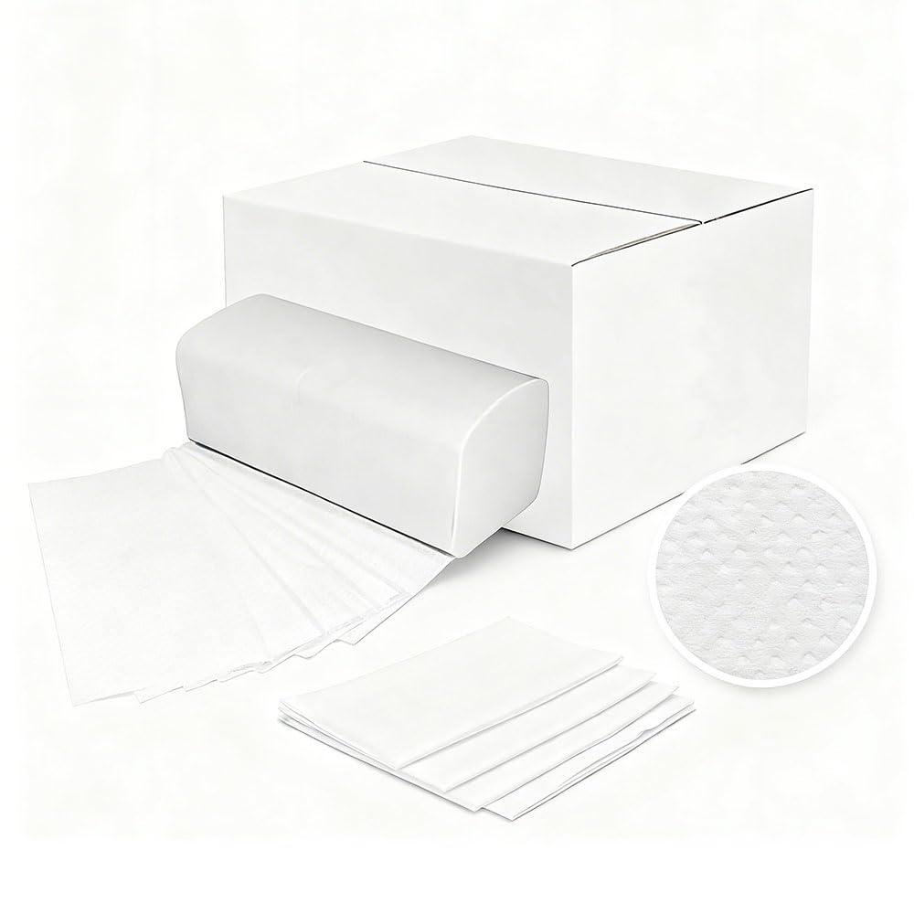 Papierhandtücher 23 x 21 cm | 2-lagig Weiß | ZZ-/V-Falz Falthandtücher 2 Kartons ca.8000 Blatt