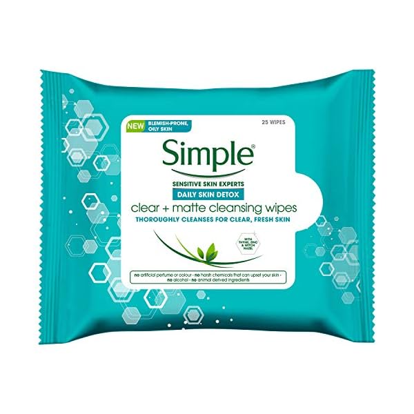 Simple-Daily-Skin-Detox-Clear-Matte-Cleansing-Wipes-Clear-Matte-25-Pieces-Pack-of-6-150-Wipes-total Simple Daily Skin Detox Clear & Matte Cleansing Wipes, Clear + Matte 25 Pieces (Pack of 6, 150 Wipes total)